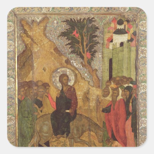 Der Eintritt in Jerusalem, Moskauer Schule Quadratischer Aufkleber (Vorderseite)