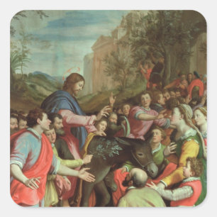 Der Eintritt von Christus in Jerusalem Quadratischer Aufkleber