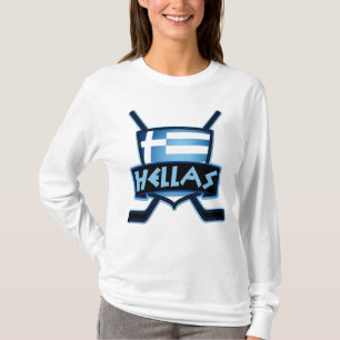 Der Eis-Hockey-Flaggen-Frauen Griechenland T-Shirt