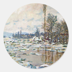 Der Eisbruch von Claude Monet Runder Aufkleber