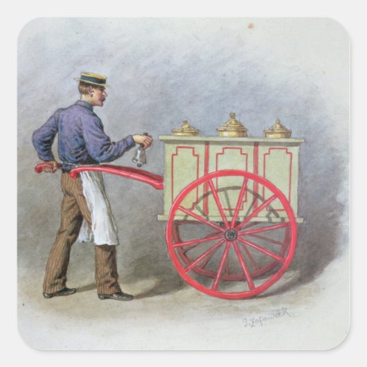 Der Eiscreme-Verkäufer, 1895 Quadratischer Aufkleber (Vorderseite)