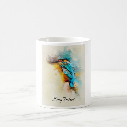 Der Eisvogel in einer schönen Aquarellfarbe Kaffeetasse (Mittel)