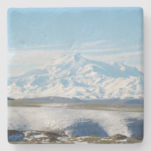 Der Elbrus (der höchste Berg Europas) Steinuntersetzer (Vorderseite)