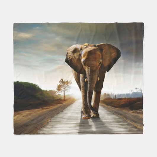 Der Elefant Fleecedecke (Vorderseite (Horizontal))