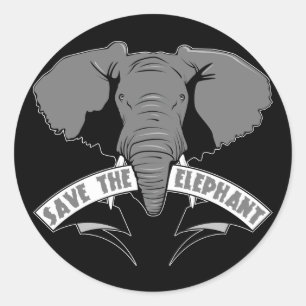 Der Elefant gerettet Runder Aufkleber