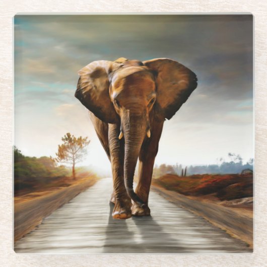 Der Elefant Glasuntersetzer (Vorderseite)