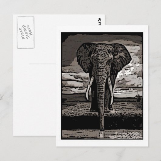 Der Elefant Postkarte (Vorne/Hinten)