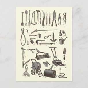 Der elegante Garten - Antique Garden Tools Postkarte