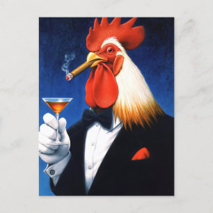 Der elegante Hahn Lustiger Herrenclub Feiertagspostkarte