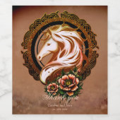 Der elegante Pferdekopf mit Blume geschmückt. Weinetikett (Einzelnes Label)