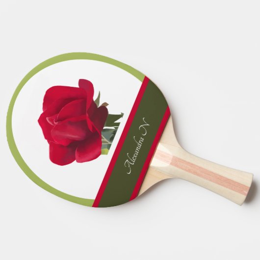 Der elegante Player: Rote Rose Malerei Tischtennis Schläger (Seitenansicht)