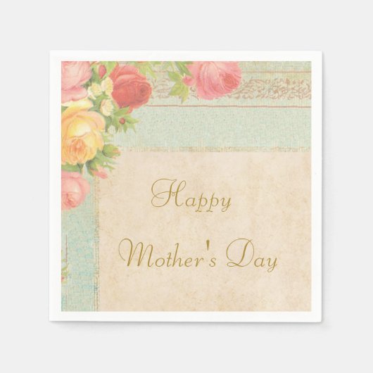 Der elegante Vintage Tag der Rosen-Mutter Serviette (Vorderseite)