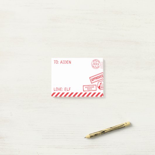 Der Elf des Weihnachtsmanns - Anmerkungen Post-it Klebezettel (Auf Schreibtisch)