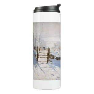 Der Elster-Vogel (Winterlandschaft) (von Claude Mo Thermosbecher