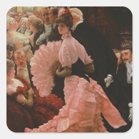 Der Empfang oder L'Ambitieuse (Politische Frau) c Quadratischer Aufkleber (Vorderseite)