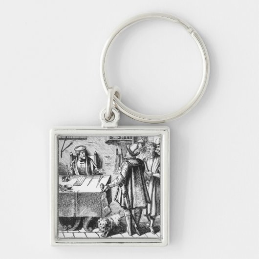 Der Empfänger von Steuern, nach einem Holzschnitt Schlüsselanhänger (Vorne)