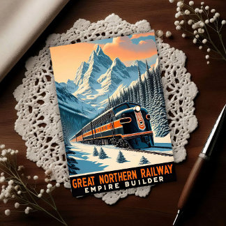 Der Empire Builder Vintage Zug Postkarte