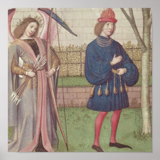 Der Engel der Liebe, der einem Liebhaber im Garten Poster (Vorne)