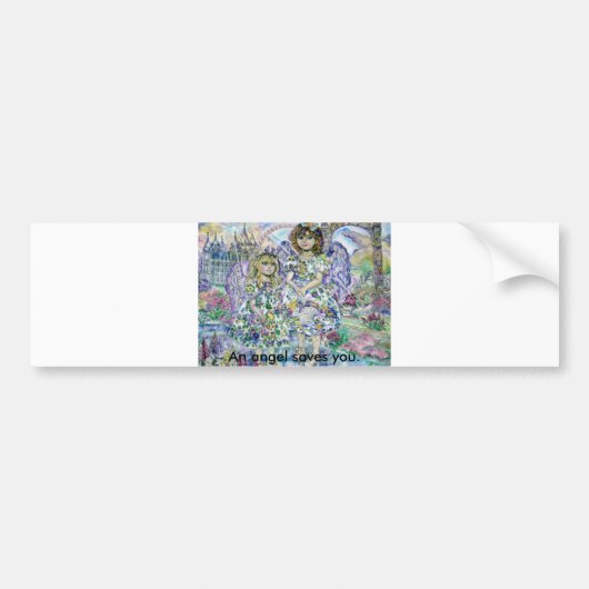 Der Engel der lila Blume., ein Engel rettet… Autoaufkleber (Vorne)
