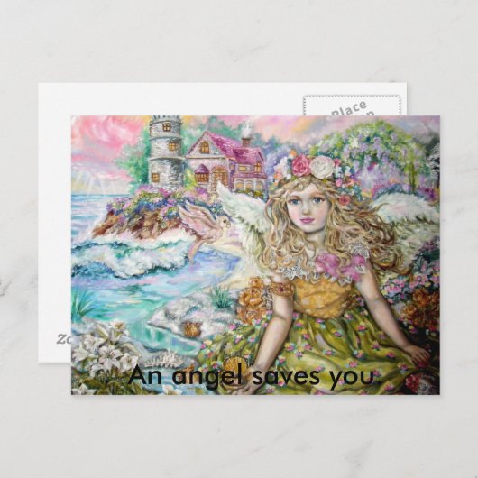 Der Engel der Perlmuschel, Ein Engel rettet.. Postkarte (Vorne/Hinten)