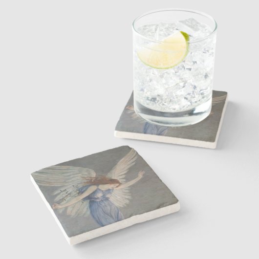 Der Engel des Friedens (von Walter Crane) Steinuntersetzer (Seitenansicht)