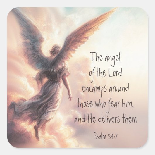 Der Engel des Herrn zensiert die Bibelschrift Quadratischer Aufkleber (Vorderseite)