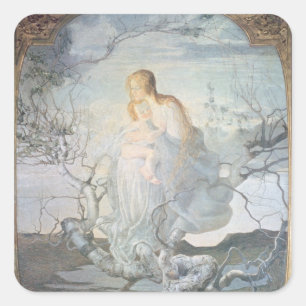 Der Engel des Lebens, 1894 Quadratischer Aufkleber