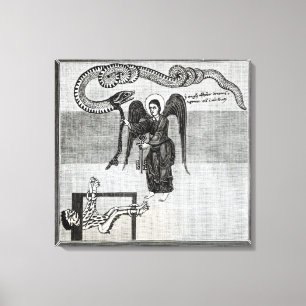 Der Engel, die Schlüssel der Hölle halten Leinwanddruck