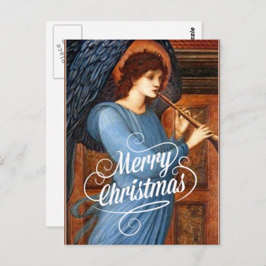 Der Engel, frohe Weihnachten, schöne Kunstmalerei Postkarte (Vorne/Hinten)