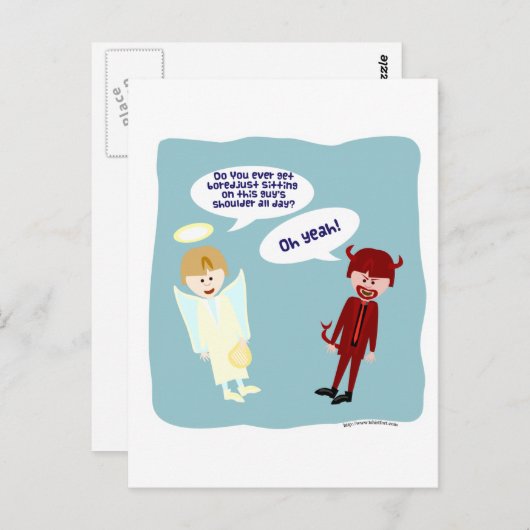 Der Engel und der Teufel auf meiner Schulter Postkarte (Vorne/Hinten)