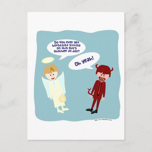 Der Engel und der Teufel auf meiner Schulter Postkarte (Vorderseite)