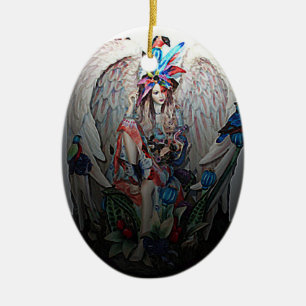 Der Engels-Weihnachtsverzierung der Natur Keramikornament