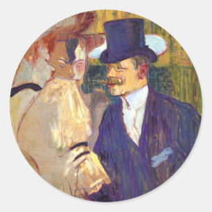 Der Engländer von Toulouse Lautrec, Vintage Art Runder Aufkleber