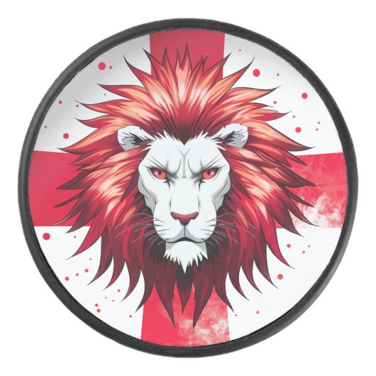Der englische Löwe Eishockey Puck (Vorderseite)
