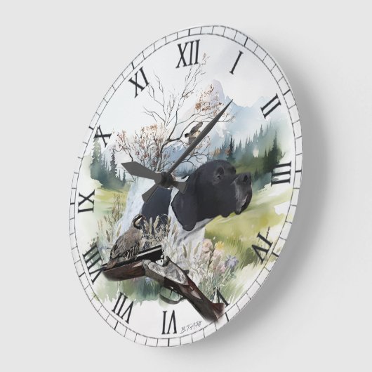 Der englische Pointer Große Wanduhr (Winkel)