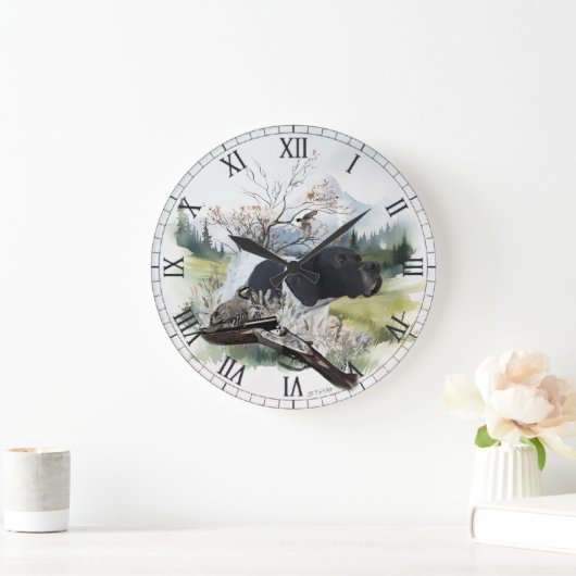 Der englische Pointer Große Wanduhr (Zuhause)