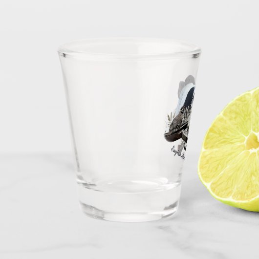 Der englische Pointer Schnapsglas (Links)