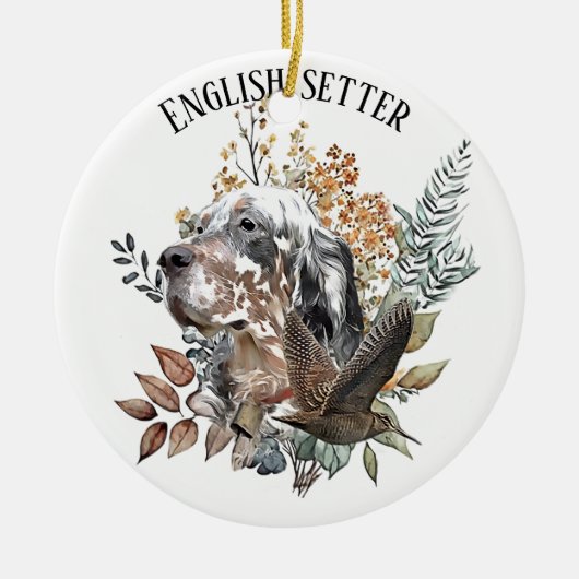 Der englische Setter , Die Jagd auf die Woodcock , Keramik Ornament (Vorne)