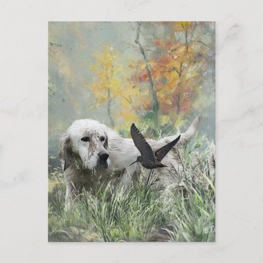 Der englische Setter , die Jagdsaison für Holzhack Postkarte (Vorderseite)