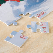 Der englische Setter läuft im Schnee mit Weihnacht Puzzle (Seite)