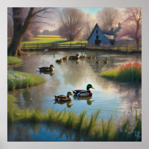 Der Entenweiher AI Fantasy Digital Kunst Druck Lan Poster