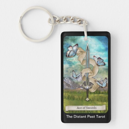 Der entfernte hintere Tarot-Deck-As der Schwerter- Schlüsselanhänger (Vorderseite)