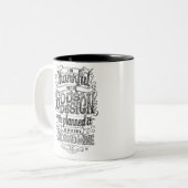 Der Entwurfs-Handmit buchstaben gekennzeichnetes Zweifarbige Tasse (Vorderseite Links)