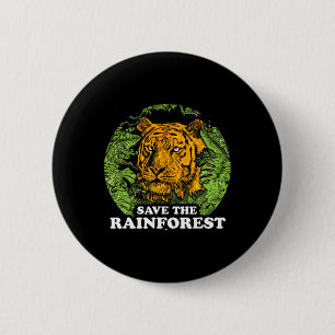 Der Erdtag Rette den Regenwald Tiger-Dschungel Button