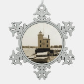 Der Eriesee-Leuchtturm Schneeflocken Zinn-Ornament (Vorderseite)