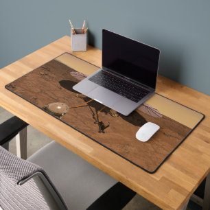 Der Erkennungsleuchter, der auf der Oberfläche von Schreibtischunterlage