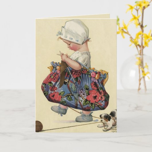 "Der ernste Stricker-" Gruß-Karte Karte (Gelbe Blume)