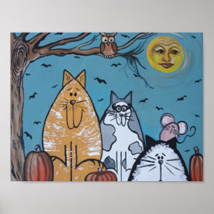 Der ernte Mond einer Katze Poster