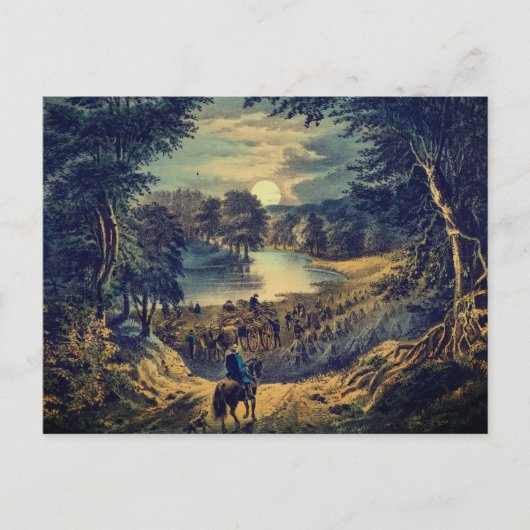 Der Erntemond, Currier & Ives: Postkarte (Vorderseite)