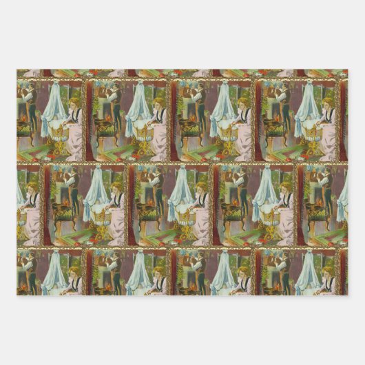 Der erste Besuch des Weihnachtsmanns Geschenkpapier Set (Vorderseite 2)